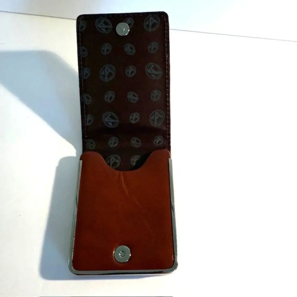 Trump Brown Leather Business Card Case or Money Holder with Gold Edging